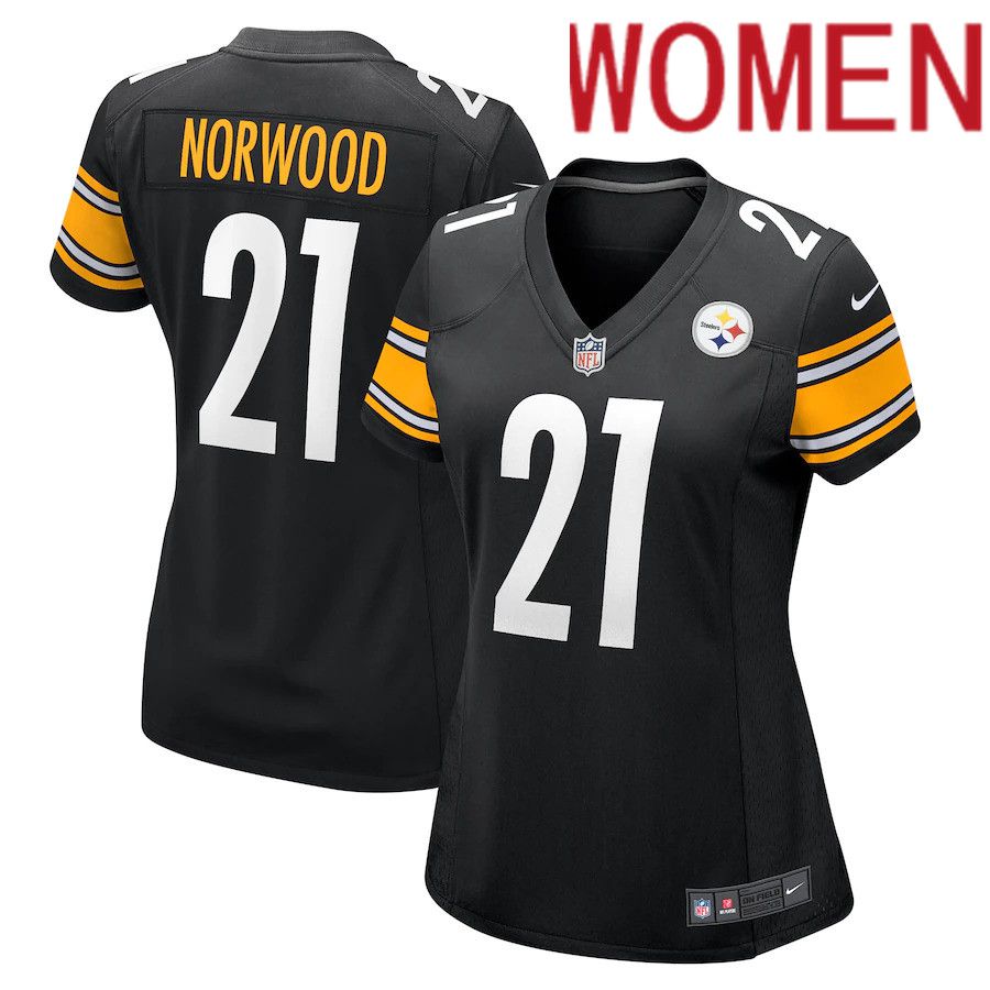 Women Pittsburgh Steelers #21 Tre Norwood Nike Black Game NFL Jersey